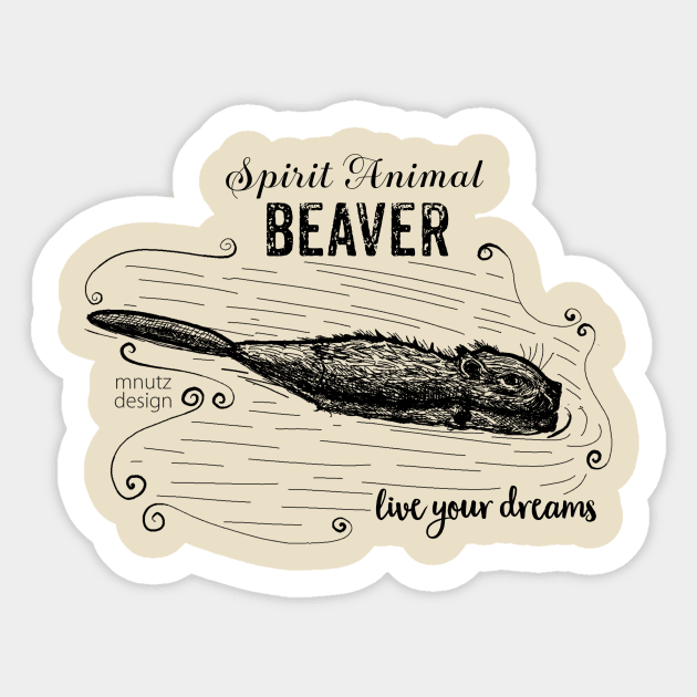 Spirit animal Beaver black Sticker by mnutz